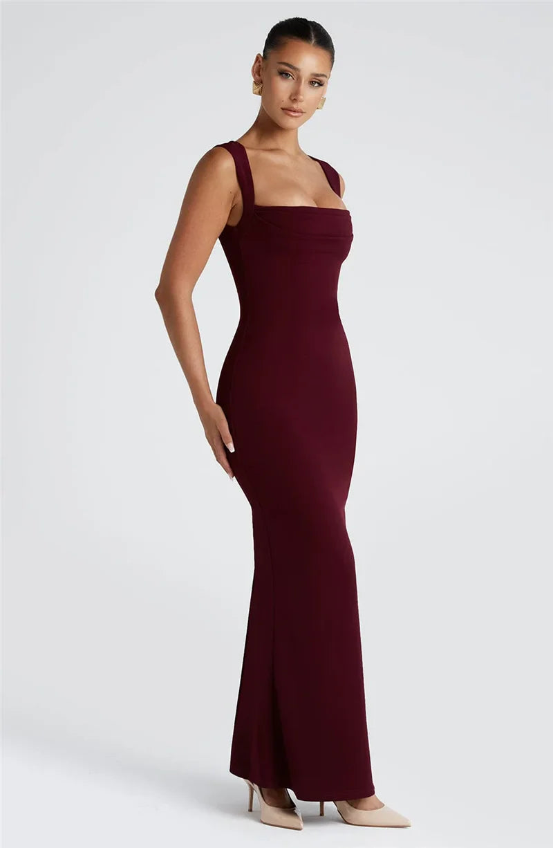 Square Collar Sleeveless Sexy Maxi Dress