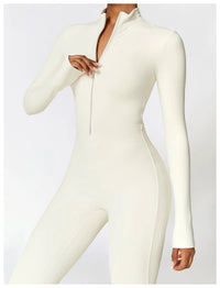 Long Sleeved One-piece Zipper Jumpsuit