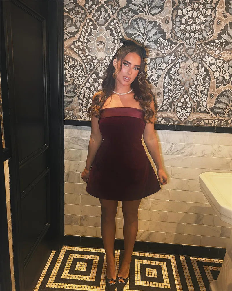 A-Line Strapless Sexy Mini Dress