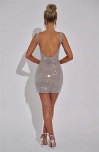 Glitter Backless Sexy Mini Dress