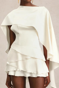 Shawl Sleeve Ruffle Sexy Mini Dress