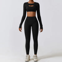 Crop Top Long Sleeve Leggings Set