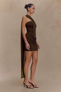 One Shoulder Backless Sexy Mini Dress