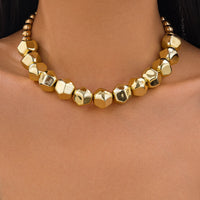 Irregular Geometric CCB Beads Choker Necklace Charm Bracelet Set