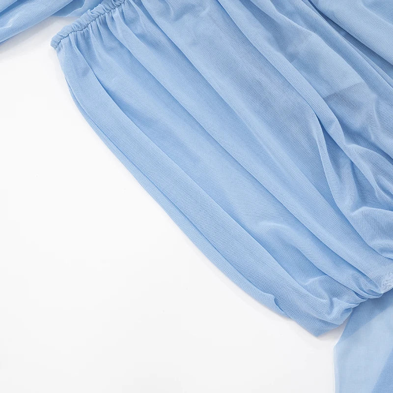 Two-Piece Mesh Patchwork Pleated Mini Dress