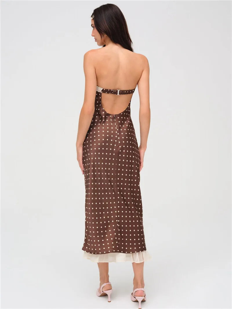 Lace Strapless Backless Sexy Midi Dress