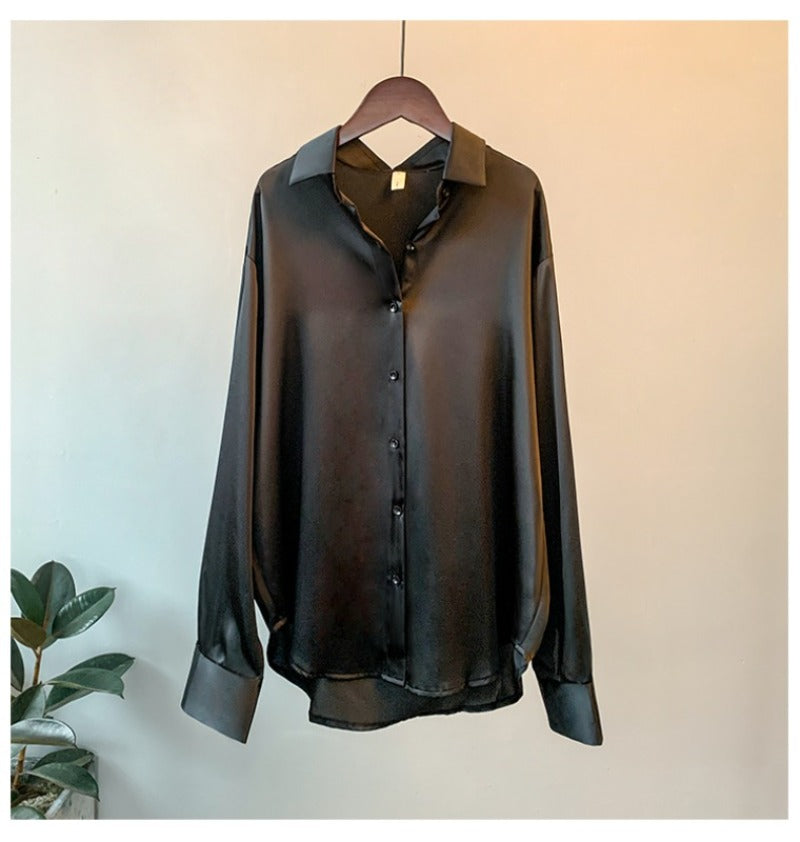 Overshirt Satin Korean Style Shirt