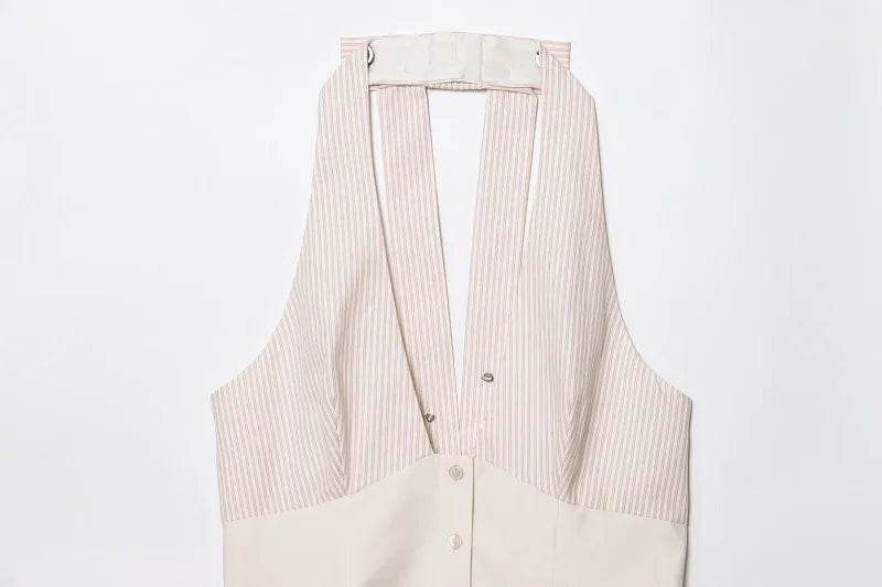 Striped Halter Backless Top Vest