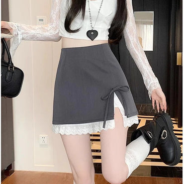 Sweet Bow Lace Up A-line Mini Skirt