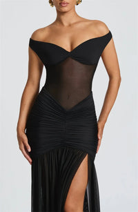 Off-shoulder Ruched Backless Sexy Maxi Dress