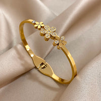 Double Flower Cuff Bracelet