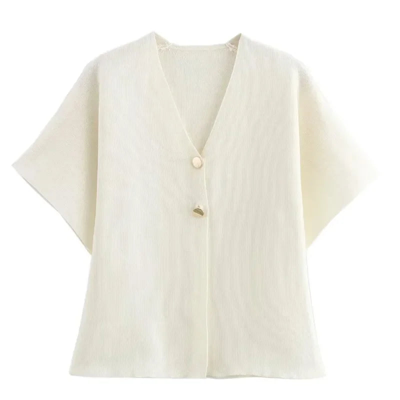 Short Sleeve Knitwear Cropped Cardigan