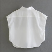 Cropped Button Short sleeve Crop top