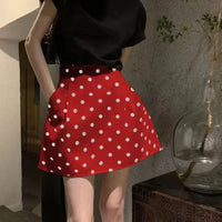 High Waist Polka Dot A-Line Puffy Mini Skirt
