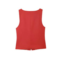 Sleeveless Button up Waistcoat Tank Top