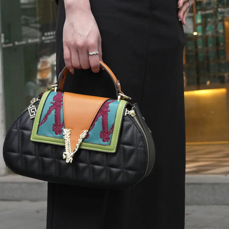 Embroidery Top Handle Designer Shell Shoulder bags