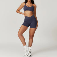 Short Sleeve Gym Crop Top High Waist Legging Set