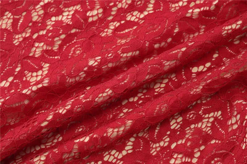 Red Lace Off-shoulder Mini Dress