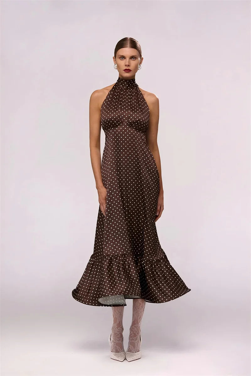 Dot Me Down Halter Maxi