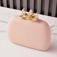 Metallic Flower Embellished Clutch Bag