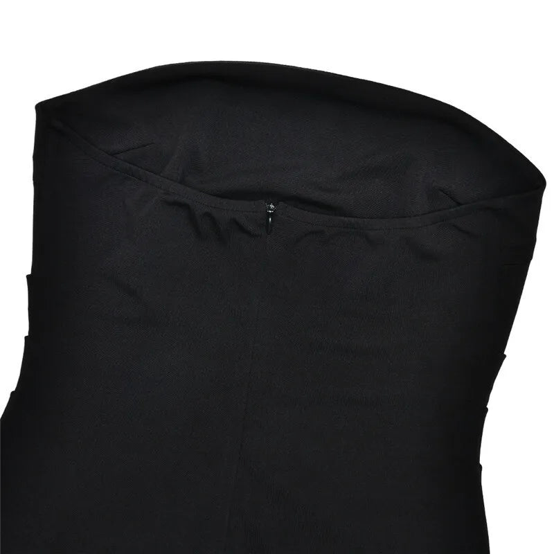 Scarf Collar Strapless Sexy Maxi Dress