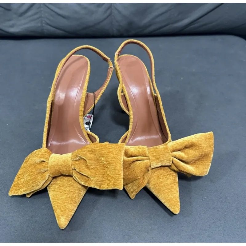 Slingback Butterfly-knot  Pointed toe Thin Heels