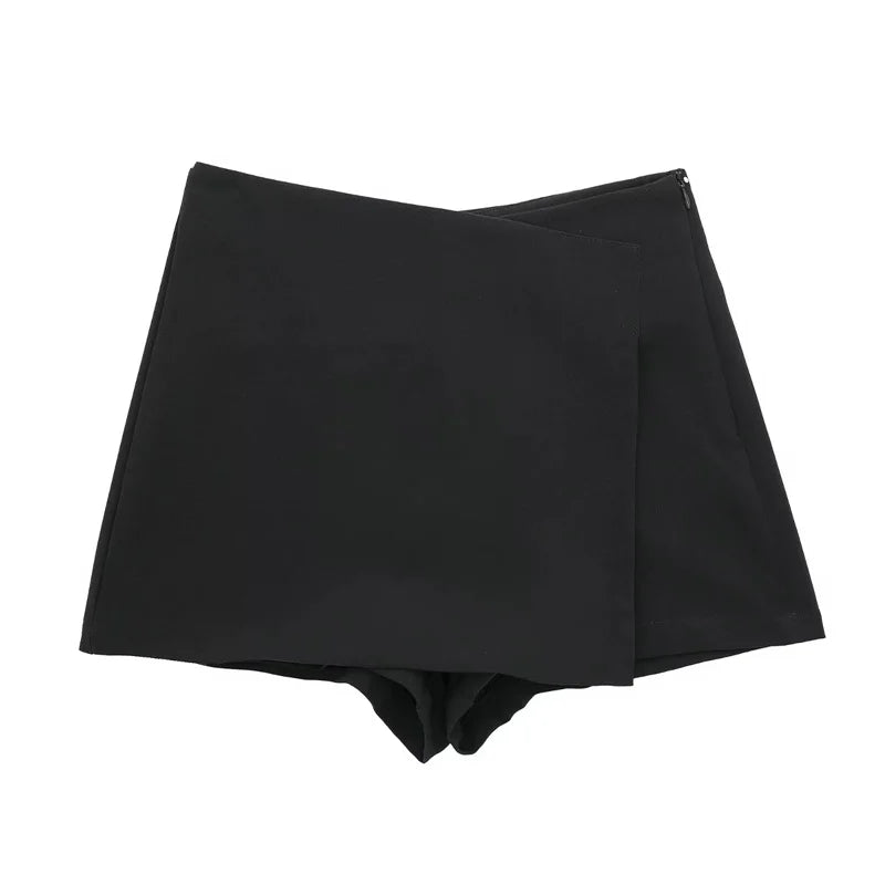High Waist Mini Asymmetric Skort