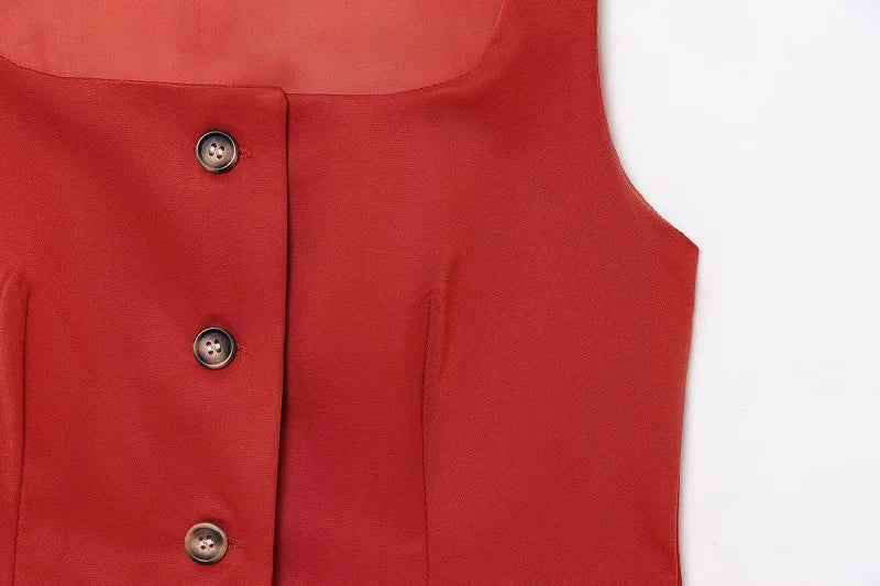 Sleeveless Button up Waistcoat Tank Top