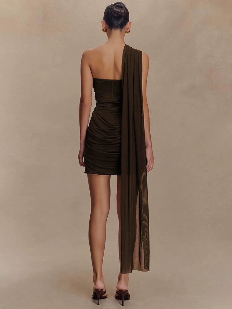 One Shoulder Backless Sexy Mini Dress