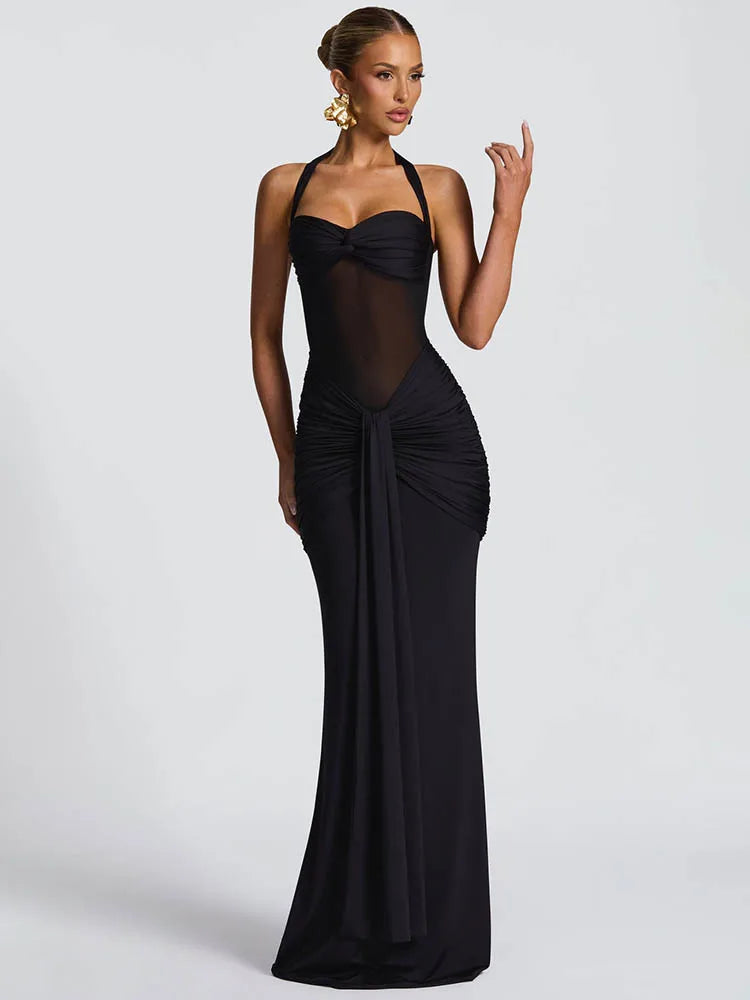 Midnight Muse Draped Maxi Dress