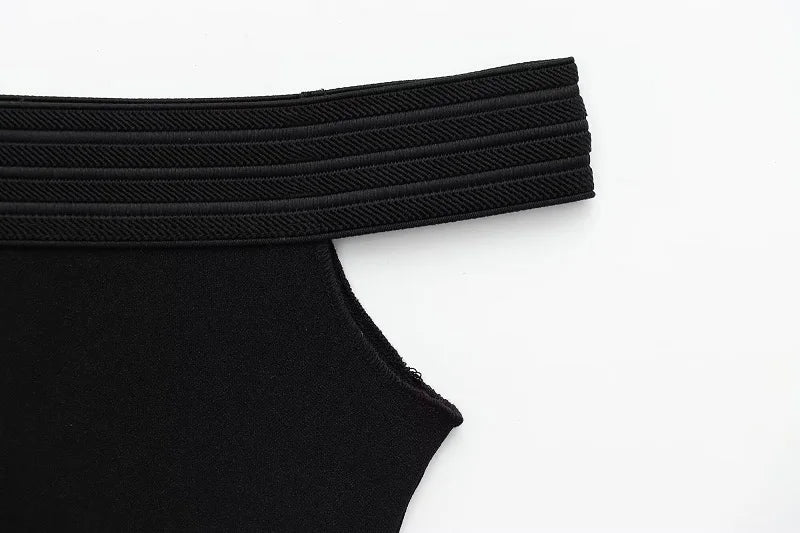 Black off Shoulder Sleeveless Bodysuit