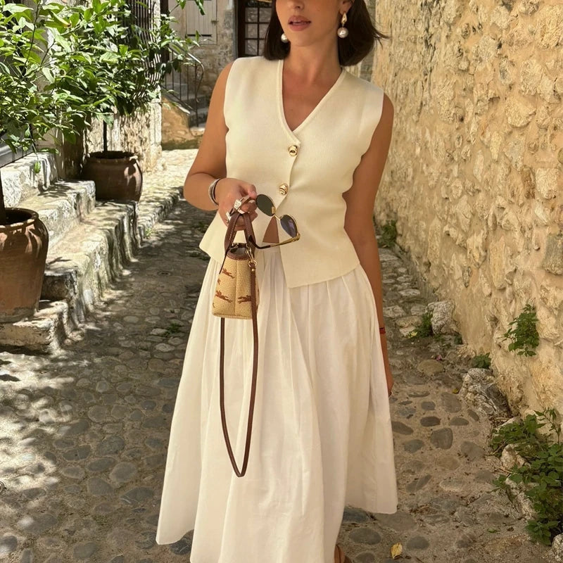 Cropped Sleeveless Knit Vest Top