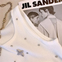 Embroidered Flare Chic Diamonds O-Neck Tank Top