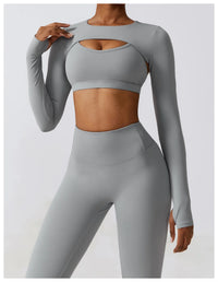 Crop Top Long Sleeve Leggings Set