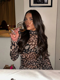 Mesh Leopard Print Sexy Mini Dress