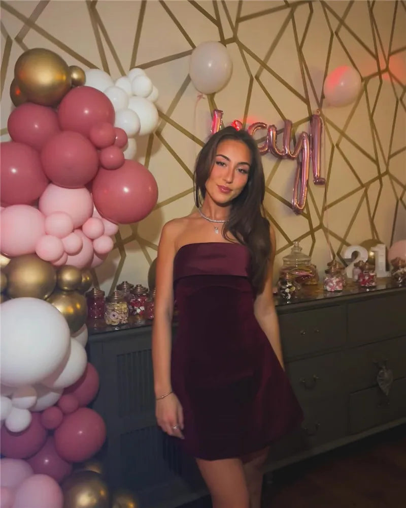 A-Line Strapless Sexy Mini Dress