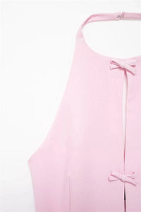 Bow Rhinestone Cut Out Backless Top