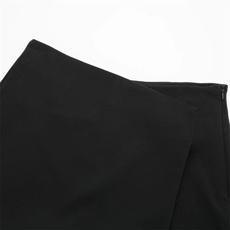 High Waist Mini Asymmetric Skort