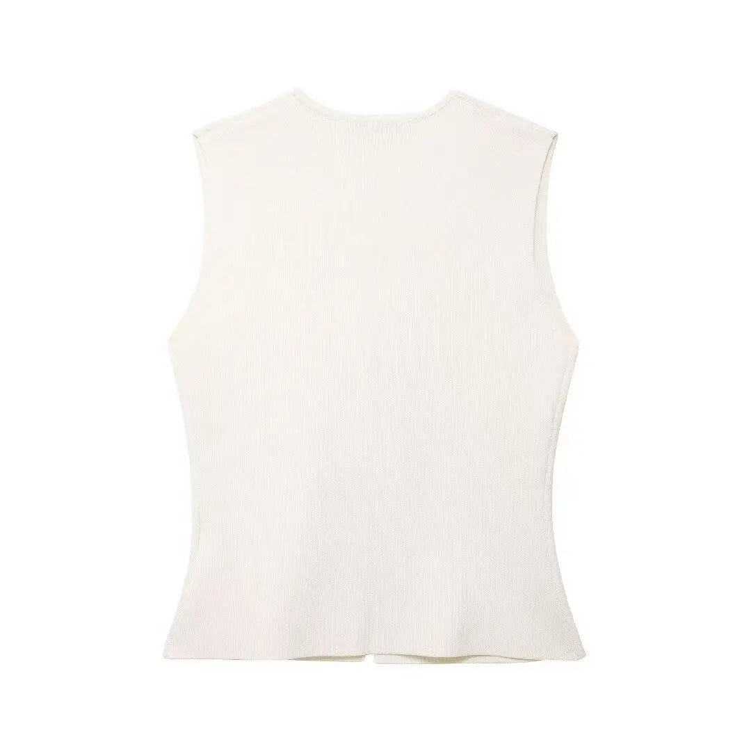 Cropped Sleeveless Knit Vest Top