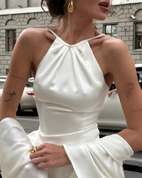 Shawl Sleeve Ruffle Sexy Mini Dress