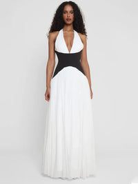 Halter Deep V Neck Backless Sexy Maxi Dress