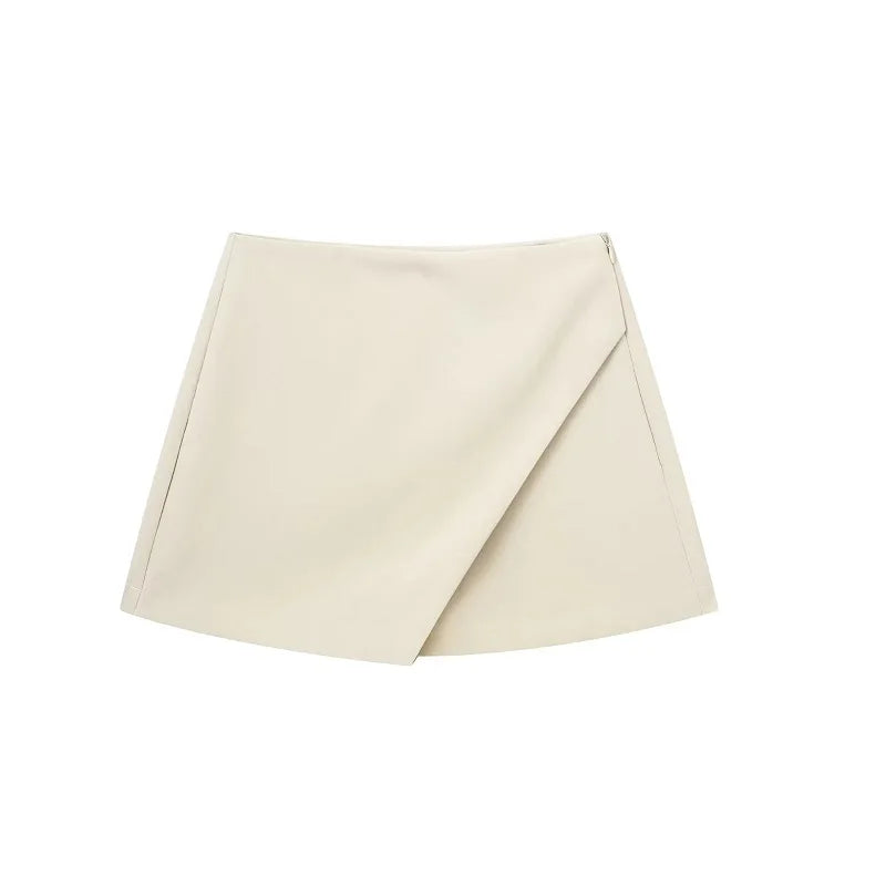 Asymmetric High Waist Mini Skort