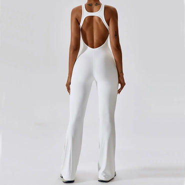 Open Back Stretch Fitness Jumpsuit