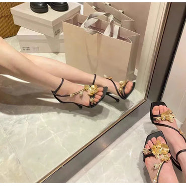 Star style Metal Flowers Stiletto High heels