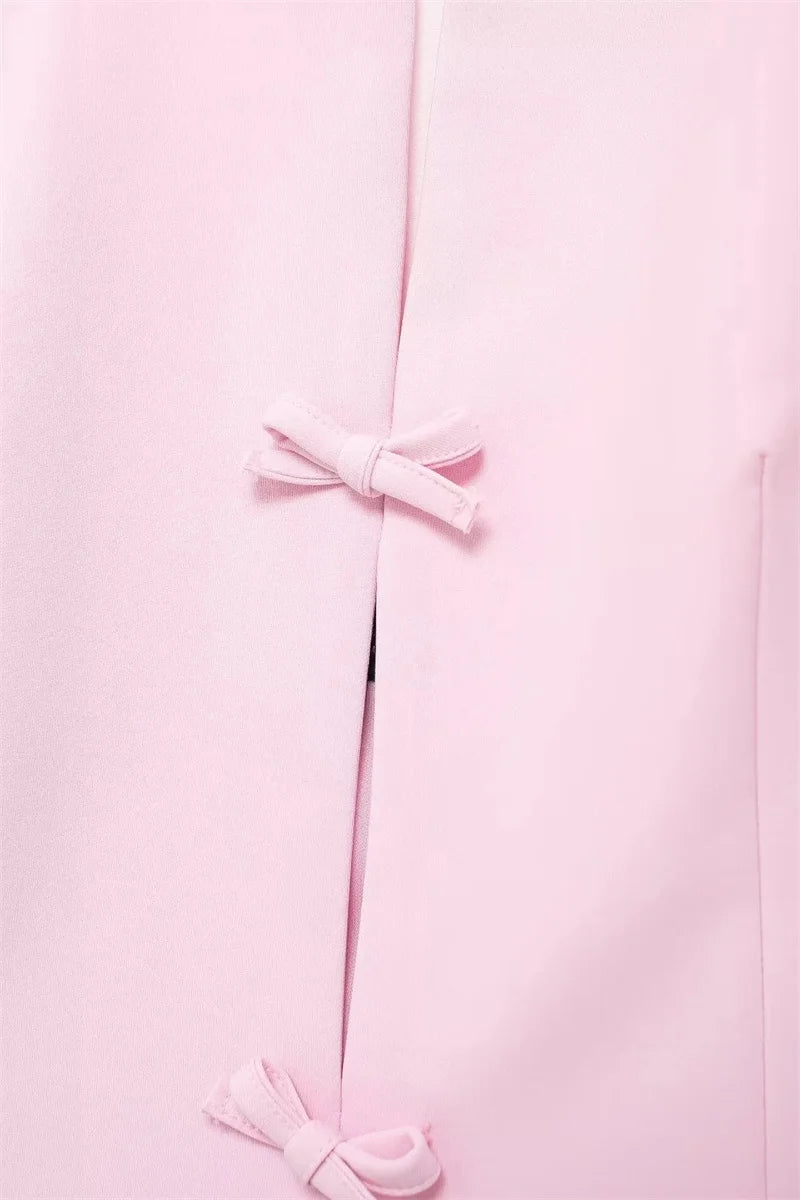 Bow Rhinestone Cut Out Backless Top