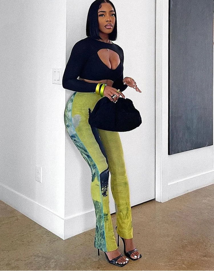 Mesh Tie Dye Straight Pants