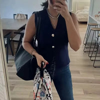 Cropped Sleeveless Knit Vest Top