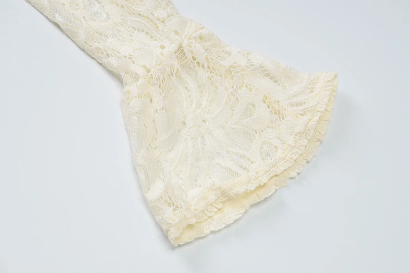 Lace Hollow Out Long Sleeve Sexy Mini Dress