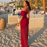 One Shoulder Mesh Sexy Maxi Dress