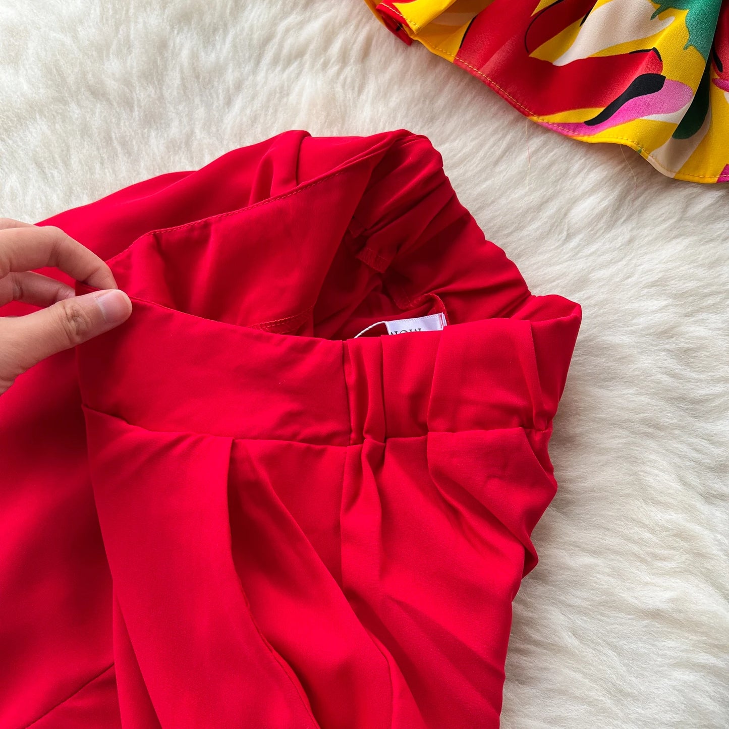 Ruffles Floral Print Elastic Waist Wide Leg Long Pants+Top Set